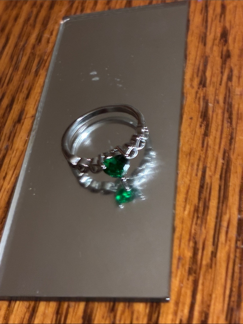 Emerald Green Heart Charm Ring - Women Jewelry